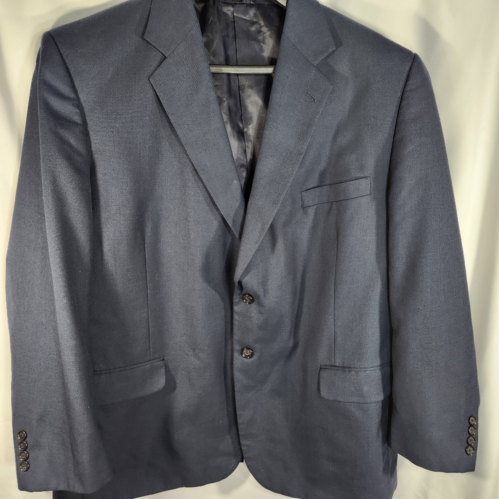 Bert Pulitzer Supra Shark Black Wool Blend Suit Jacket 48 Regular Gary TR Portly